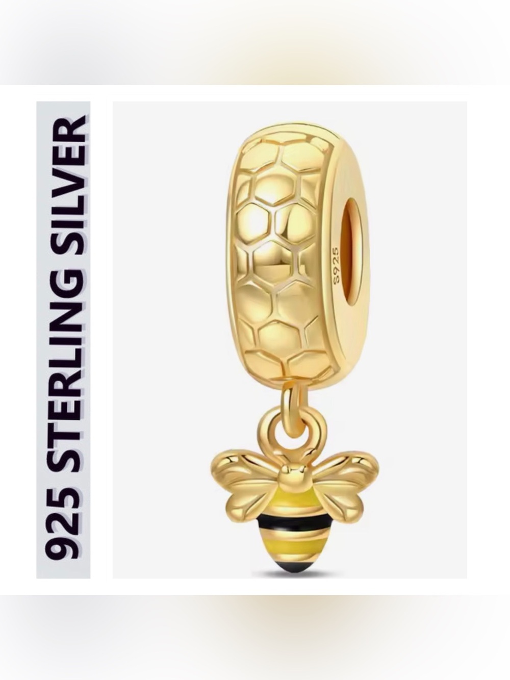 🌟🌟 14K Gold Plated Sterling Silver Gold Bee Clip Dangle Charm